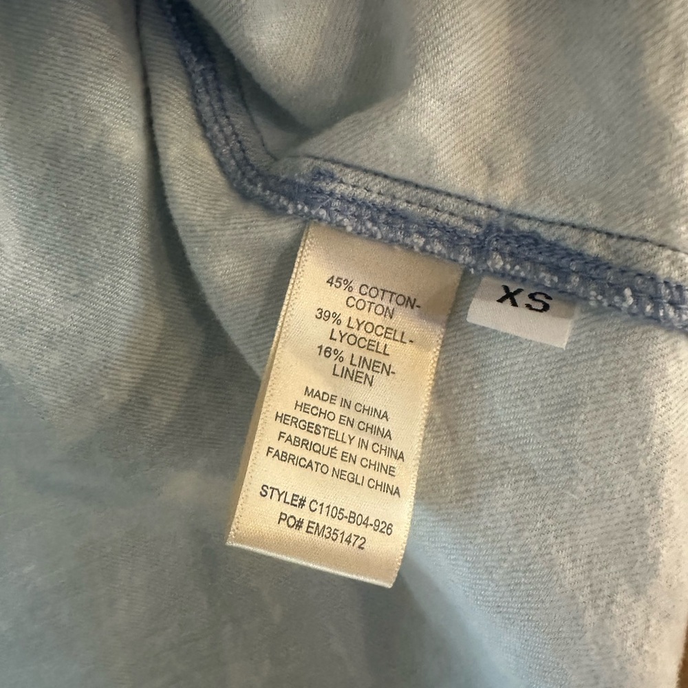 Anthropologie Cloth & Stone Seamed Denim Linen Blend Tank Shirt XS - Picture 6 of 9